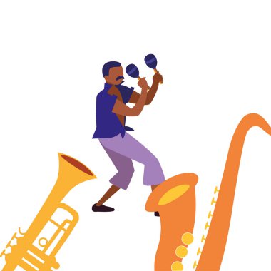 müzisyen adam enstrümanlar müzik çalıyor