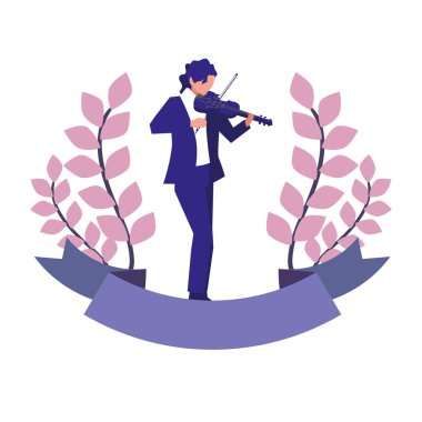 müzisyen adam keman müzik çalıyor