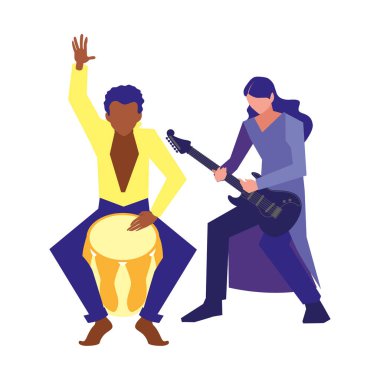 iki erkek müzisyenler müzik aletleri