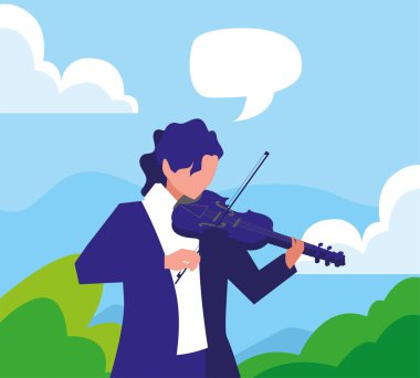 müzisyen adam keman müzik çalıyor