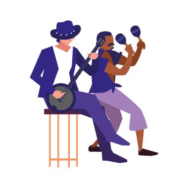 iki erkek müzisyenler müzik aletleri