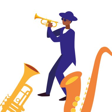 müzisyen adam enstrümanlar müzik çalıyor