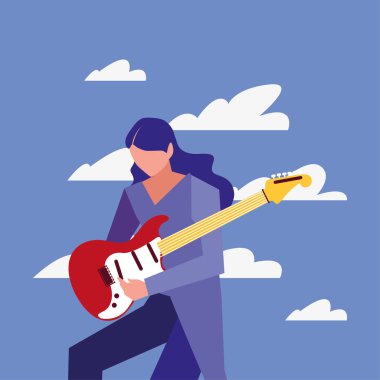 müzisyen adam elektrik gitar çalma