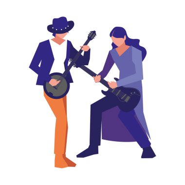 iki erkek müzisyenler müzik aletleri