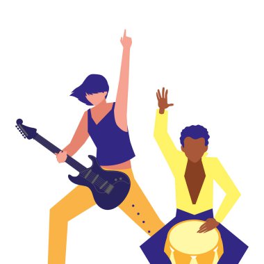 iki erkek müzisyenler müzik aletleri