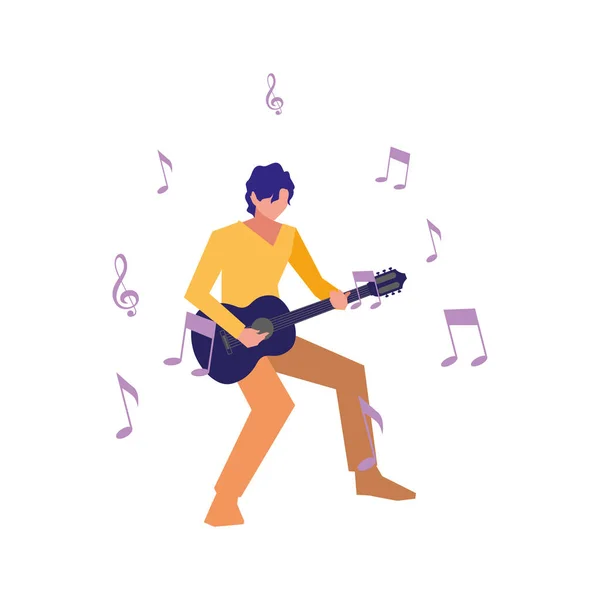 Musician man classic guitar playing — Stock Vector