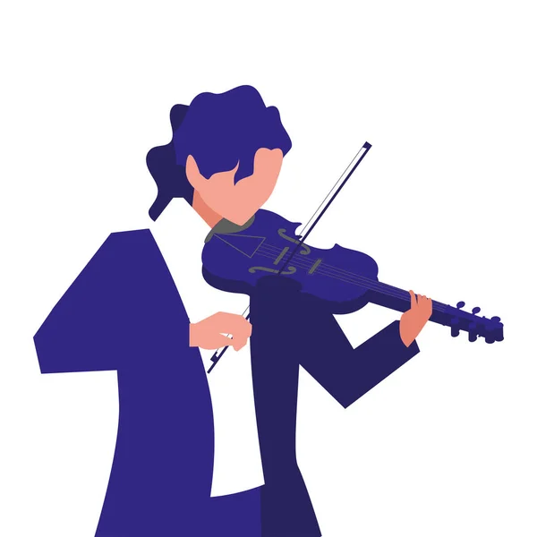 Musician man violin playing music — Stock Vector