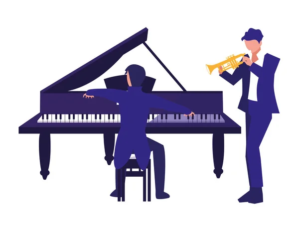 Musicista suonare il pianoforte e l'uomo — Vettoriale Stock