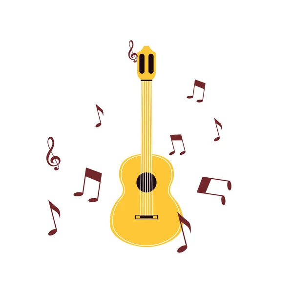 Gitarr instrument NOTE musik design — Stock vektor
