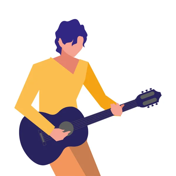 Musicien homme guitare classique jouer — Image vectorielle