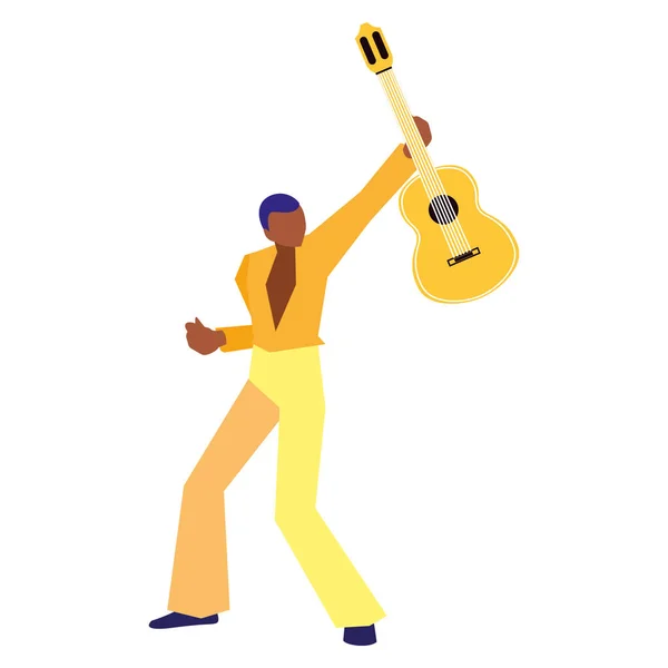 Músico hombre clásico guitarra jugando — Vector de stock