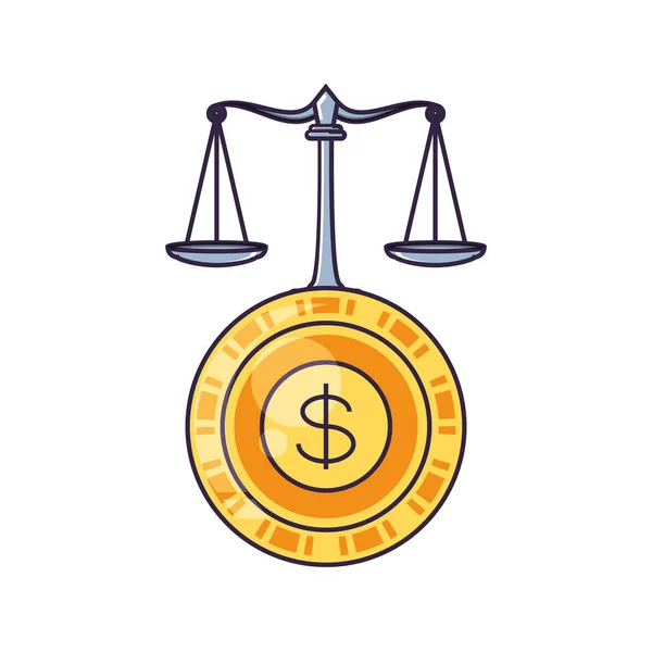 Justice balance in coin money — Stock Vector