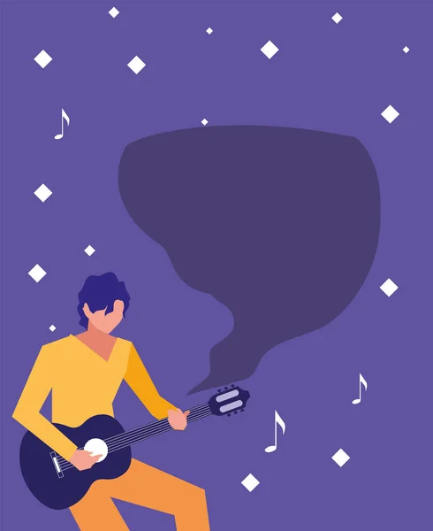 Musician man classic guitar playing — Stock Vector