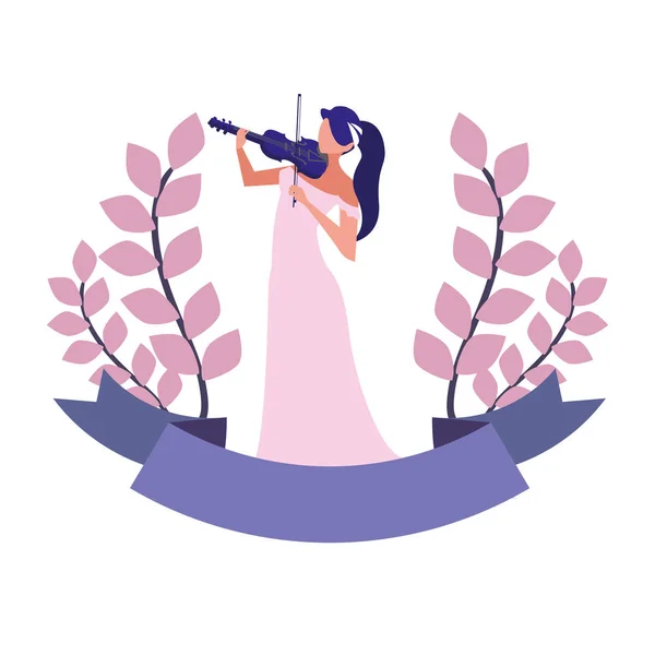 Musician woman violin playing musical — Stock Vector