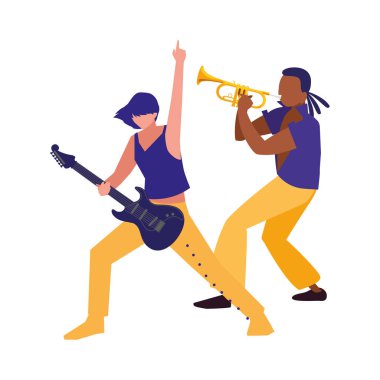iki erkek müzisyenler müzik aletleri