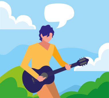 müzisyen adam klasik gitar çalma