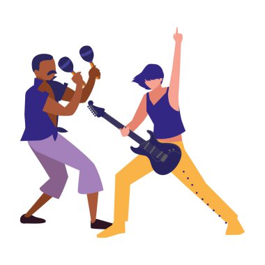 iki erkek müzisyenler müzik aletleri