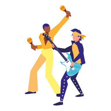 iki erkek müzisyenler müzik aletleri