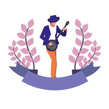 müzisyen adam banjo enstrüman çalıyor