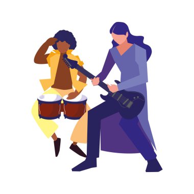 iki erkek müzisyenler müzik aletleri