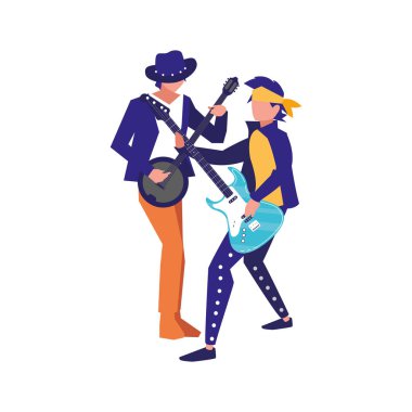 iki erkek müzisyenler müzik aletleri
