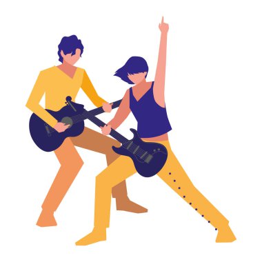 iki erkek müzisyenler müzik aletleri