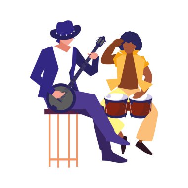 iki erkek müzisyenler müzik aletleri