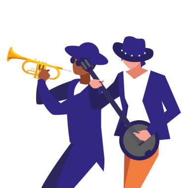 iki erkek müzisyenler müzik aletleri