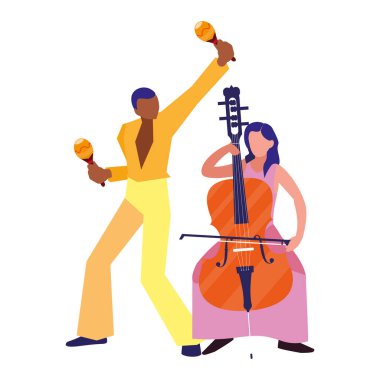 kadın ve erkek müzisyen enstrüman müzik çalma