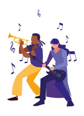 iki erkek müzisyenler müzik aletleri