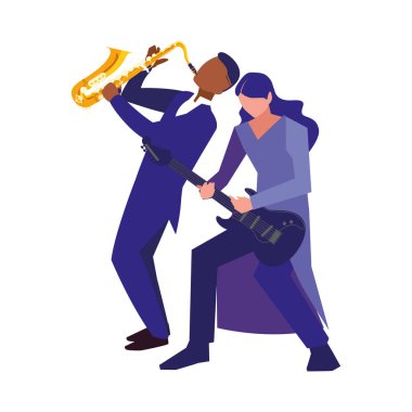 iki erkek müzisyenler müzik aletleri