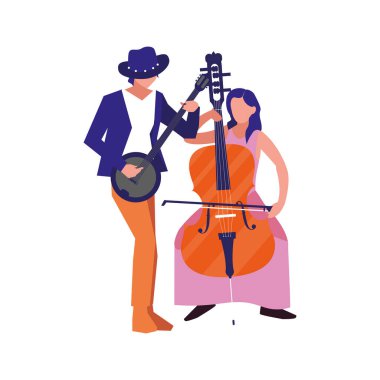 kadın ve erkek müzisyen enstrüman müzik çalma