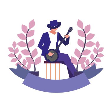 müzisyen adam banjo enstrüman çalıyor