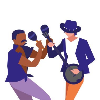 iki erkek müzisyenler müzik aletleri