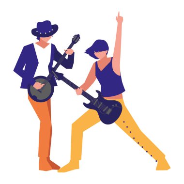 iki erkek müzisyenler müzik aletleri