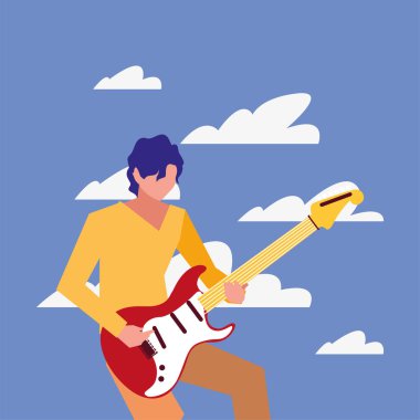 müzisyen adam elektrik gitar çalma
