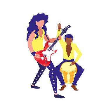 iki erkek müzisyenler müzik aletleri