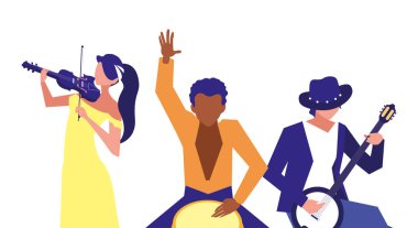 müzisyenler insanlar enstrüman orkestra çalıyor