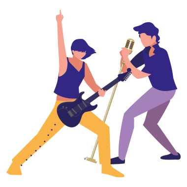 mikrofon ile müzisyen adam ve şarkıcı