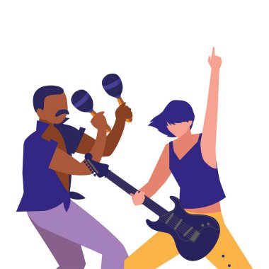 iki erkek müzisyenler müzik aletleri