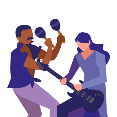 iki erkek müzisyenler müzik aletleri