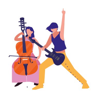 kadın ve erkek müzisyen enstrüman müzik çalma