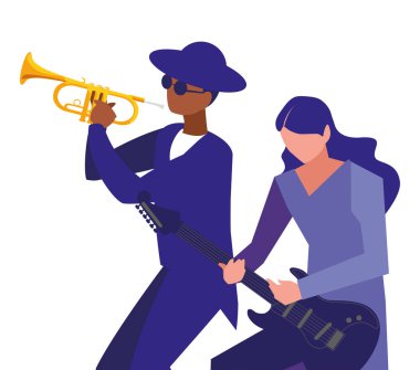 iki erkek müzisyenler müzik aletleri