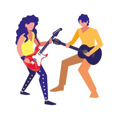 iki erkek müzisyenler müzik aletleri