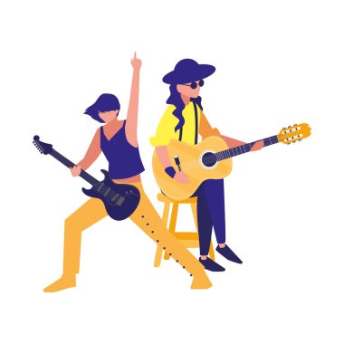 iki erkek müzisyenler müzik aletleri