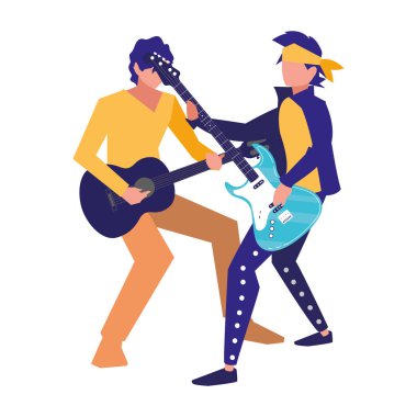 iki erkek müzisyenler müzik aletleri