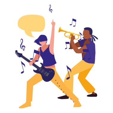 iki erkek müzisyenler müzik aletleri