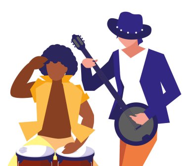 iki erkek müzisyenler müzik aletleri