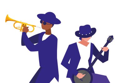 iki erkek müzisyenler müzik aletleri