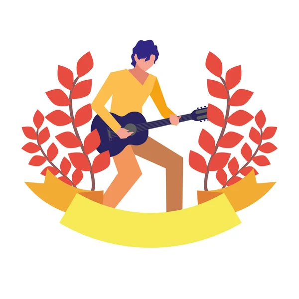 Musician man classic guitar playing — Stock Vector